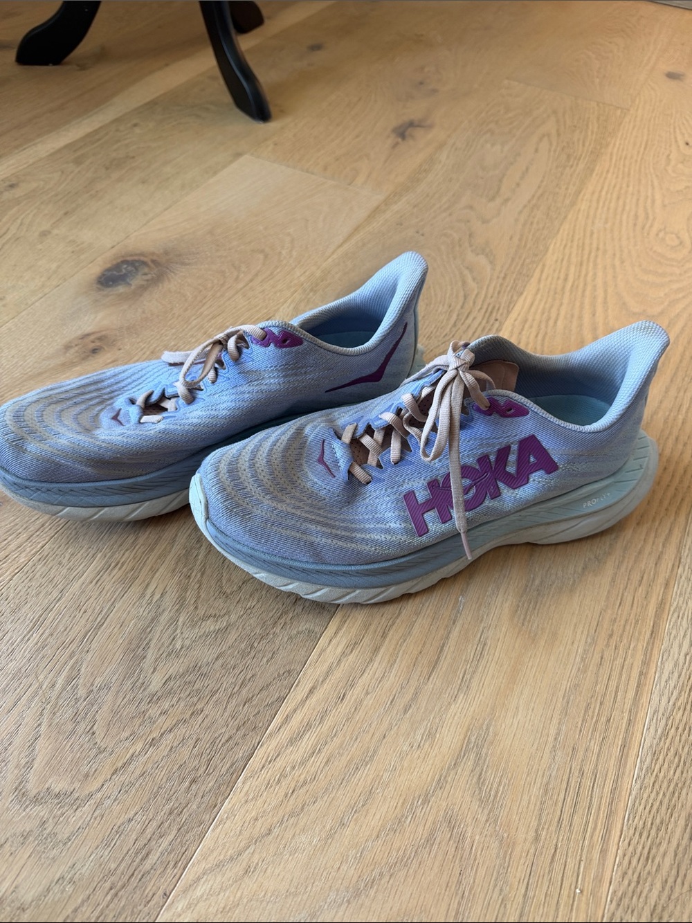 Hoka Women's Light Blue Running Shoes with Purple Accents